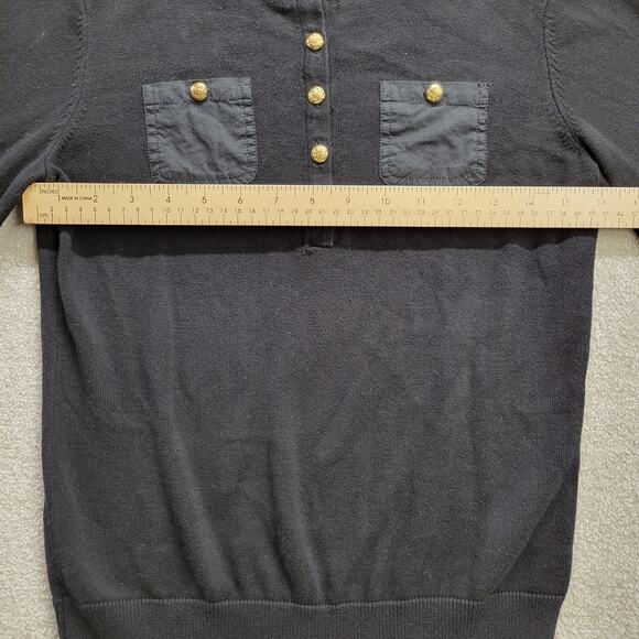 Lauren Ralph Lauren 3/4 Sleeve Black Ribbed Button Blouse Women’s Small - Picture 5 of 7